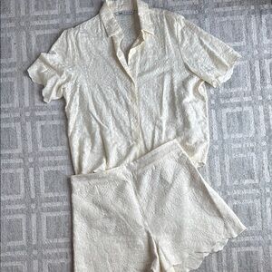 Zara Cream High Waist Shorts